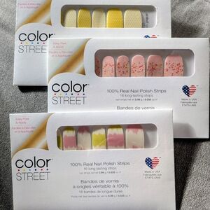 Color Street Spring Easter Nail Strips Yellow Pink White New 3 Sets